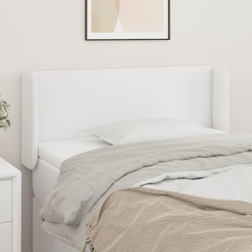 Vidaxl Čelo postele so záhybmi biely 103x16x78/88 cm umelá koža
